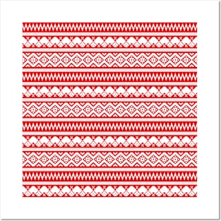 Red Xmas Pattern Posters and Art